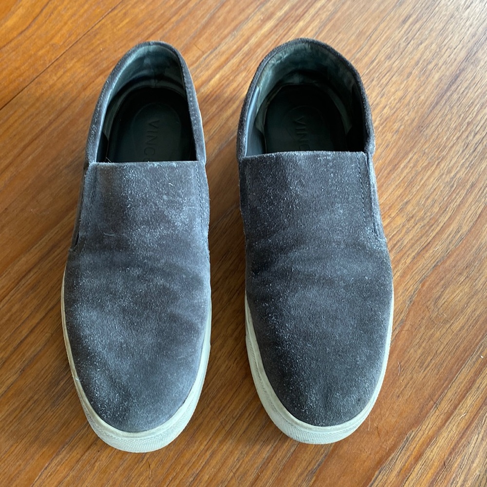 Charcoal grey Vince slip on suede sneaker